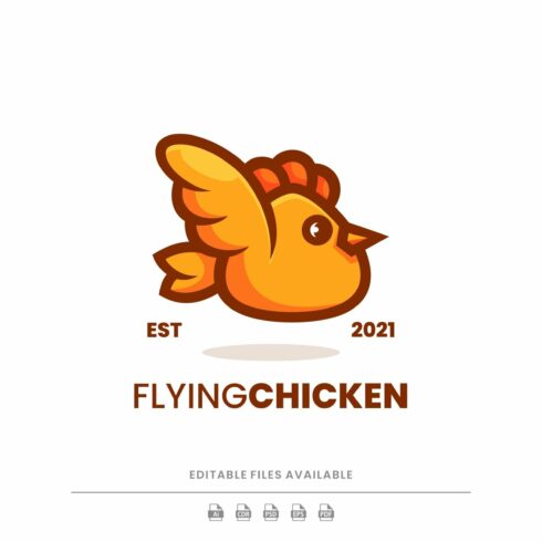 Flying Chicken Simple Mascot Logo cover image.