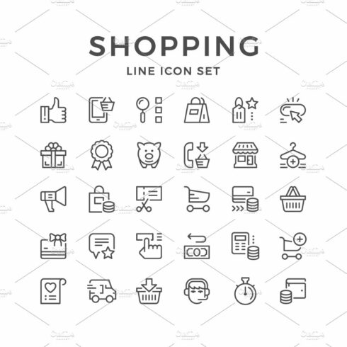 Set line icons of shopping cover image.