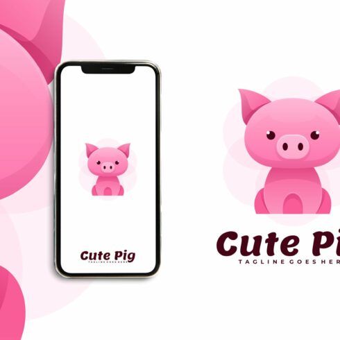 Cute Pig Gradient Logo cover image.