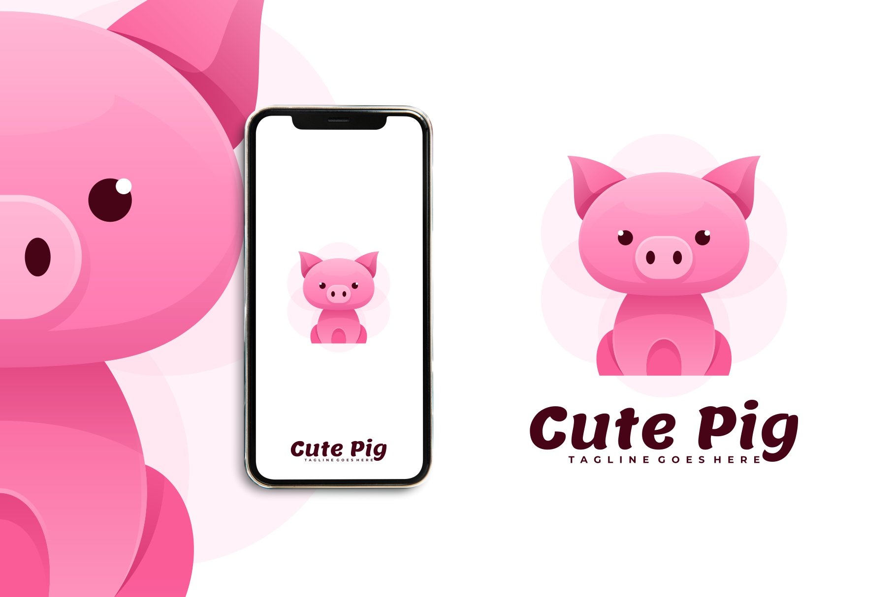 Cute Pig Gradient Logo cover image.