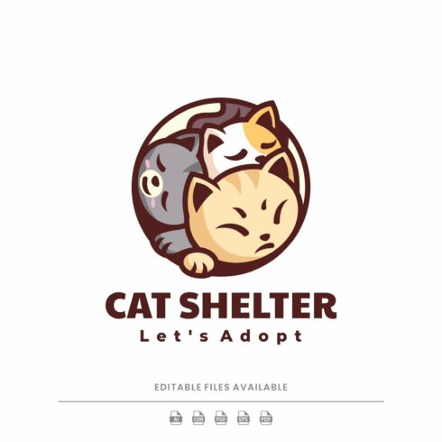 Cat Shelter Simple Mascot Logo cover image.