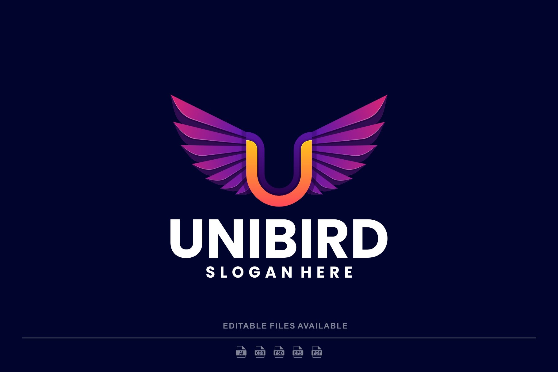 Wings Letter U Gradient Logo cover image.