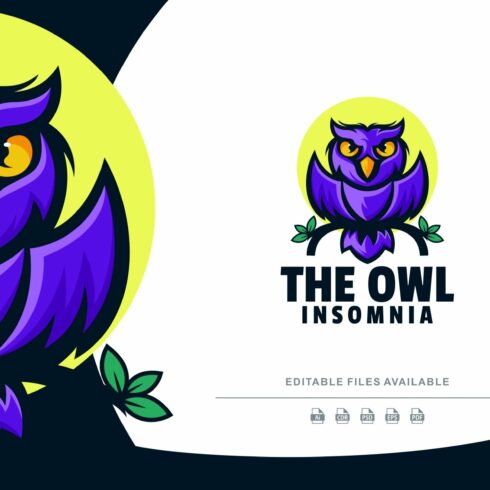 Owl Insomnia Simple Mascot Logo cover image.