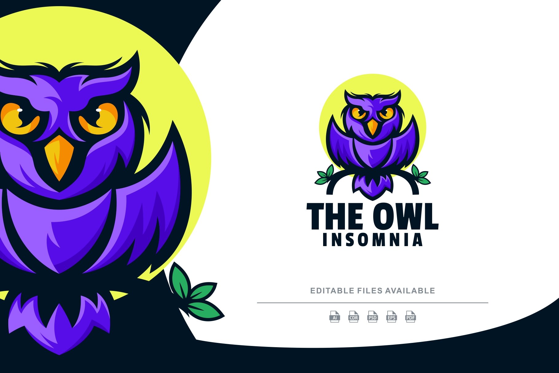 Owl Insomnia Simple Mascot Logo cover image.