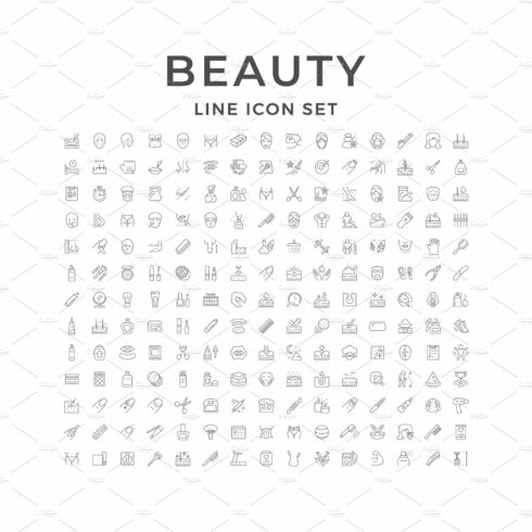 Set line icons of beauty cover image.