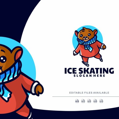 Ice Skating Bear Cartoon Logo cover image.