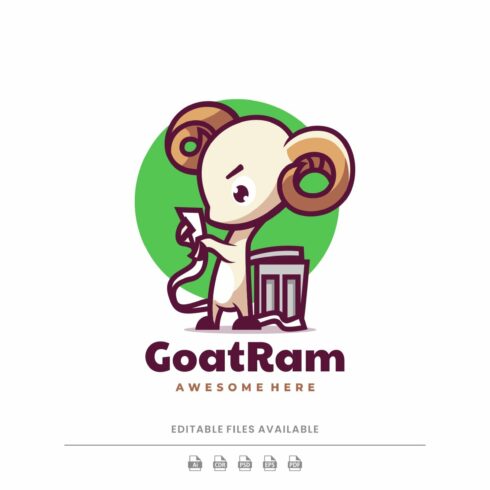Goat Ram Simple Mascot Logo cover image.