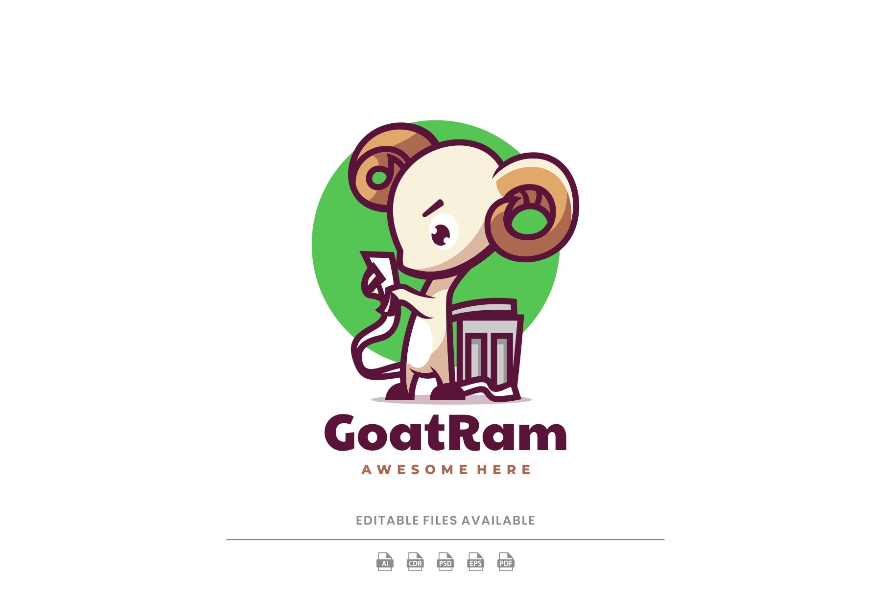 Goat Ram Simple Mascot Logo cover image.