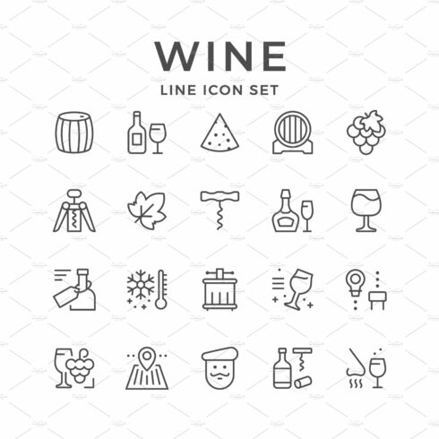 Set line icons of wine cover image.