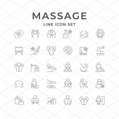 Set line icons of massage cover image.