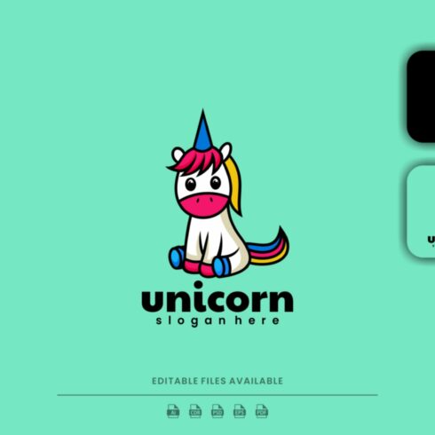 Unicorn Mascot Cartoon Logo cover image.
