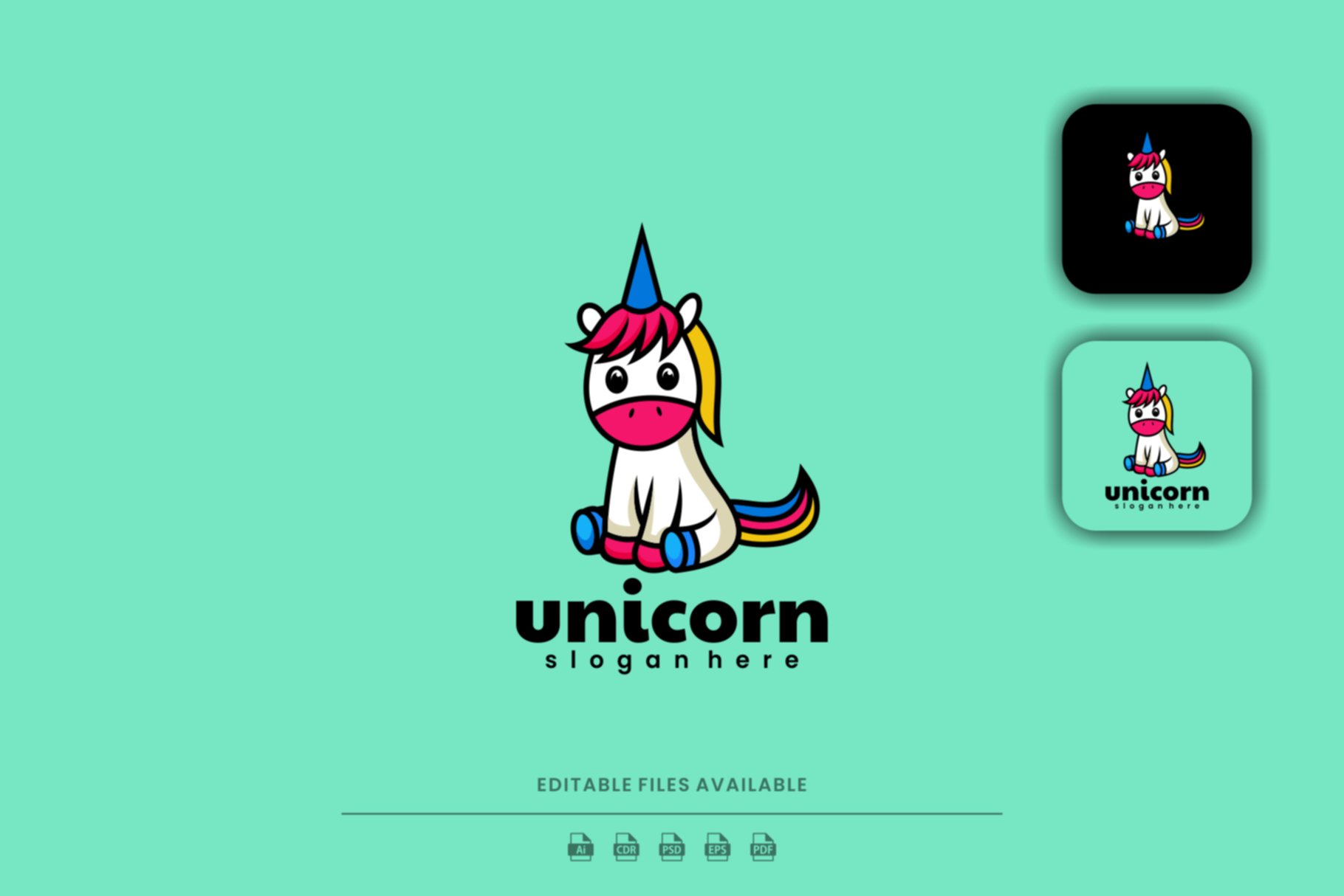 Unicorn Mascot Cartoon Logo cover image.