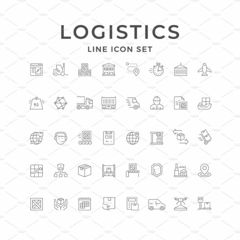 Set line icons of logistics cover image.