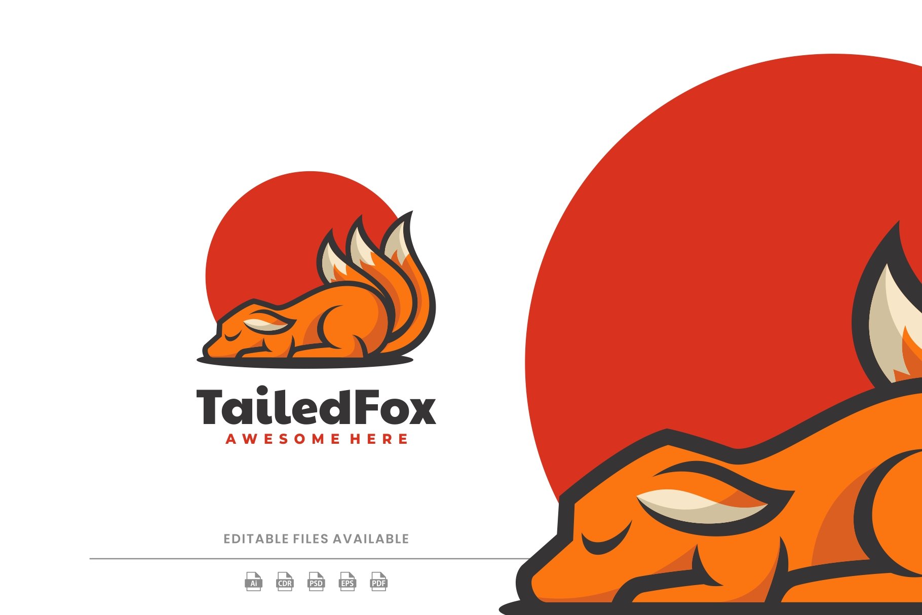 Tailed Fox Simple Mascot Logo cover image.