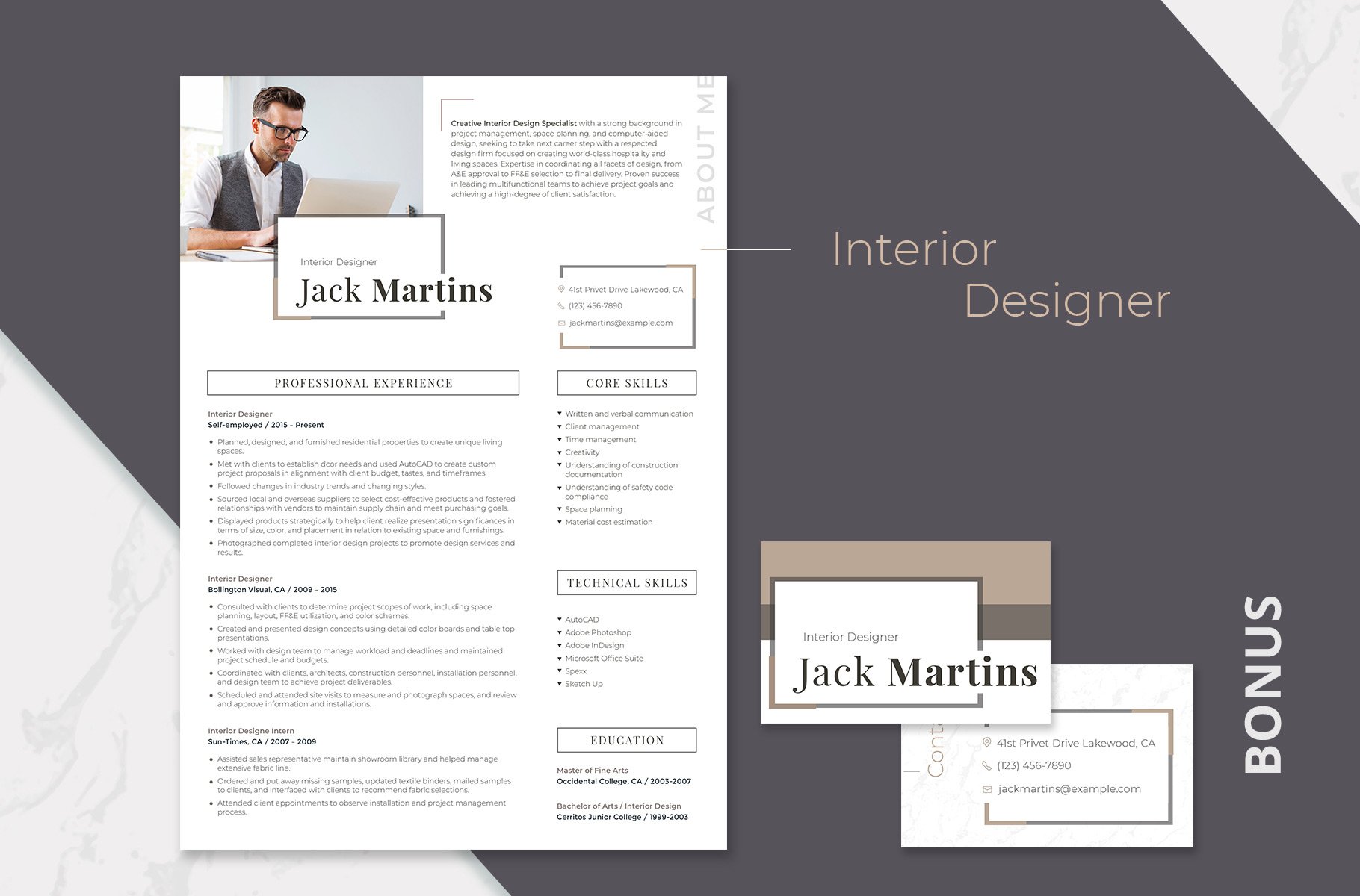 Easy-to-Edit Resume: Interior Design cover image.