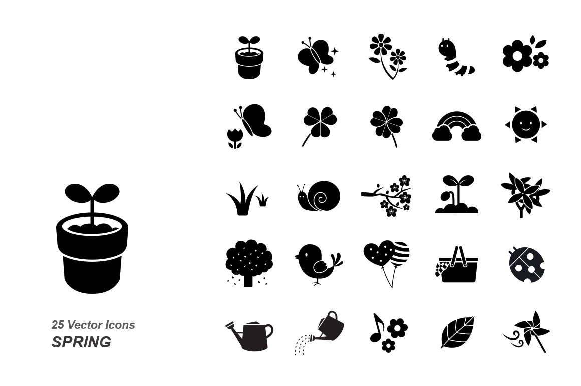 Spring vector icons cover image.