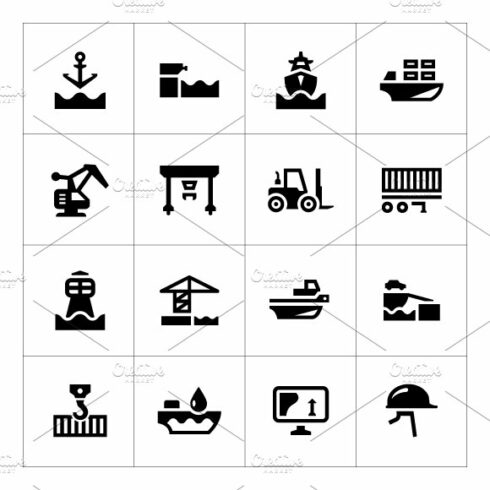 Set icons of seaport cover image.