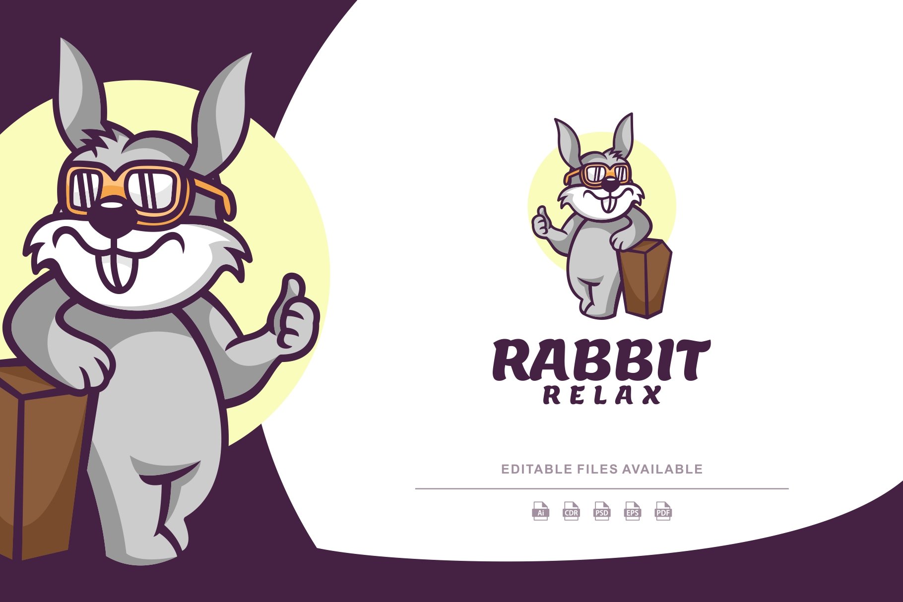 Rabbit Relax Mascot Cartoon Logo cover image.