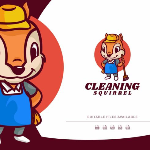 Cleaning Squirrel Cartoon Logo cover image.
