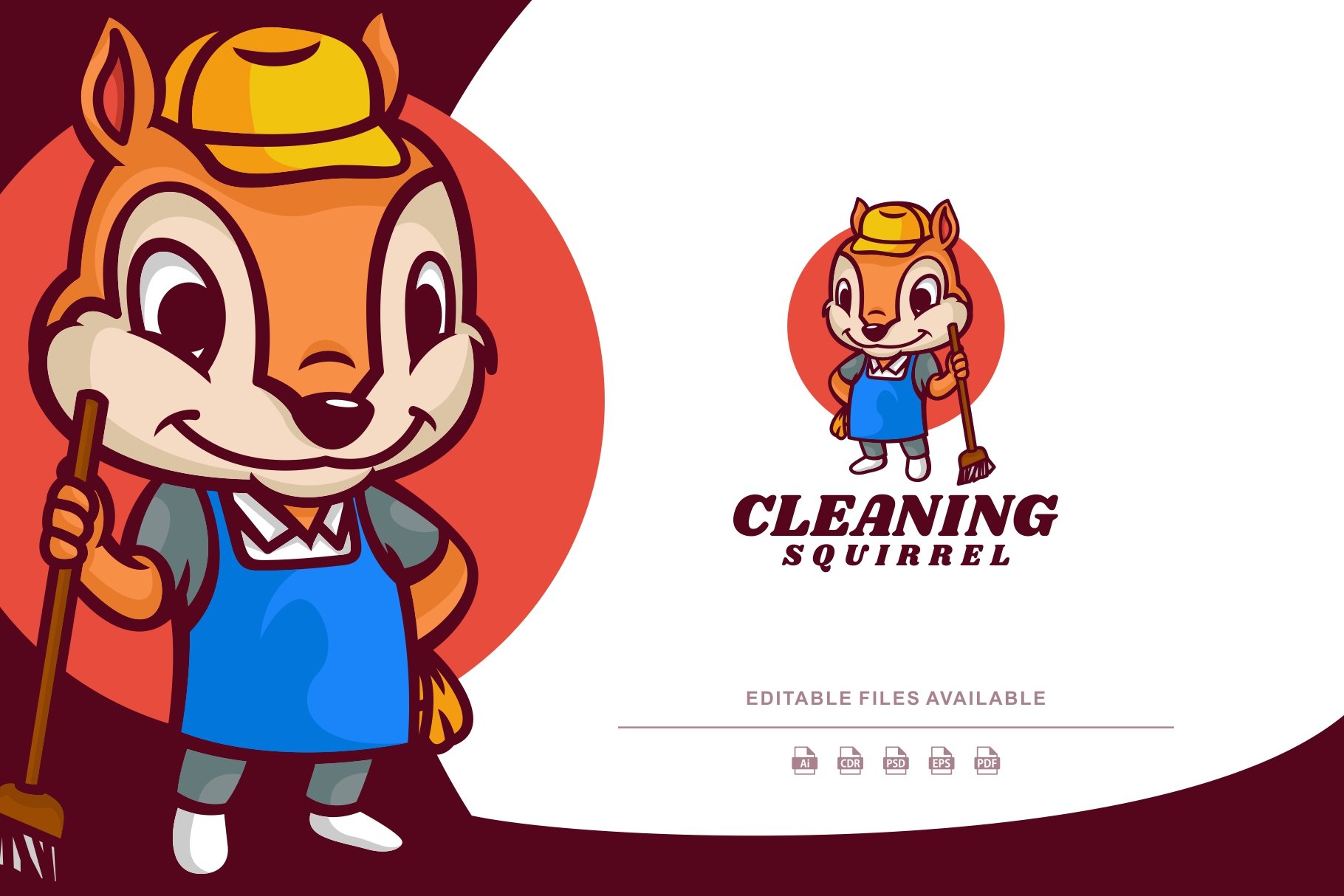Cleaning Squirrel Cartoon Logo cover image.