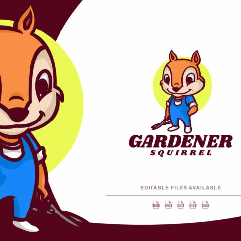 Gardener Squirrel Cartoon Logo cover image.