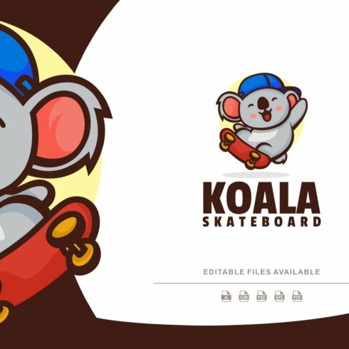 Koala Skateboard Mascot Cartoon Logo cover image.