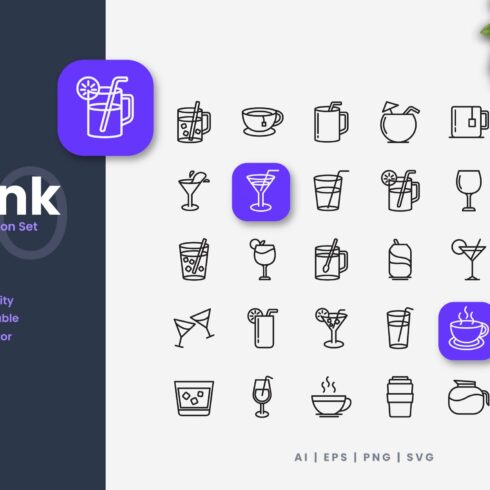 Drink Outline Icons cover image.