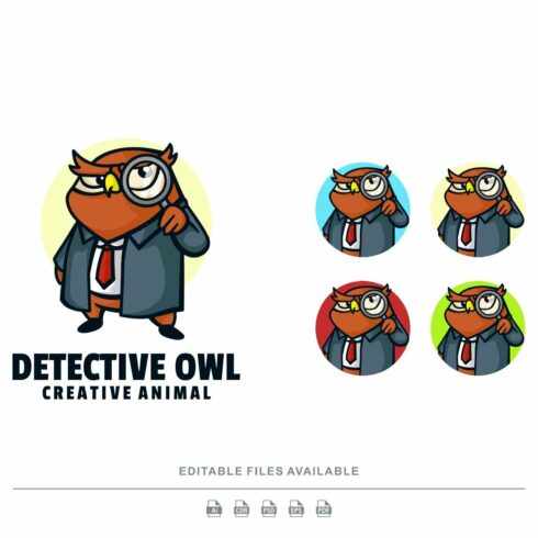 Detective Owl Cartoon Mascot Logo cover image.