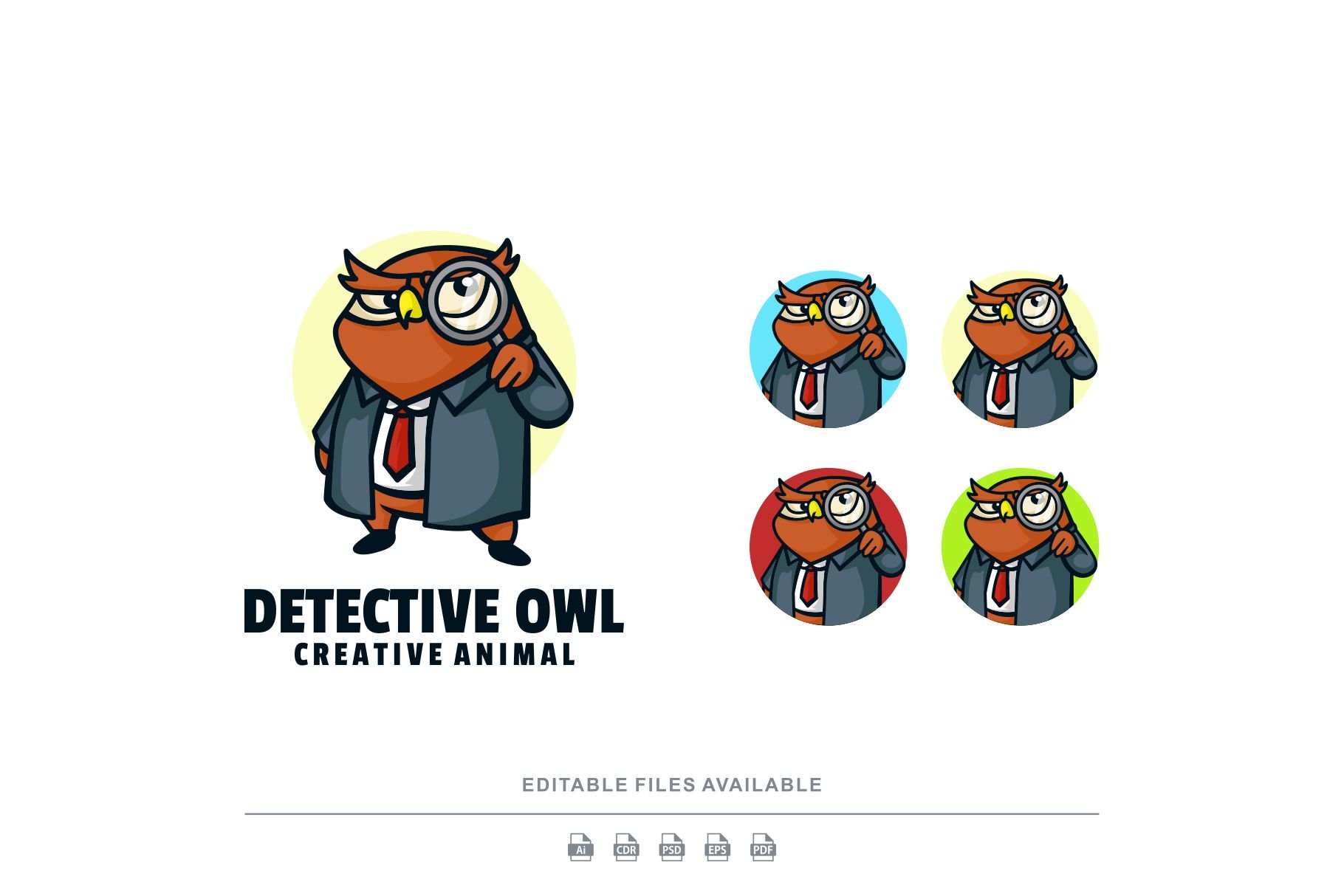 Detective Owl Cartoon Mascot Logo cover image.