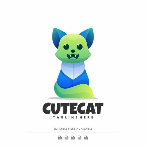 Cute Cat Gradient Logo cover image.