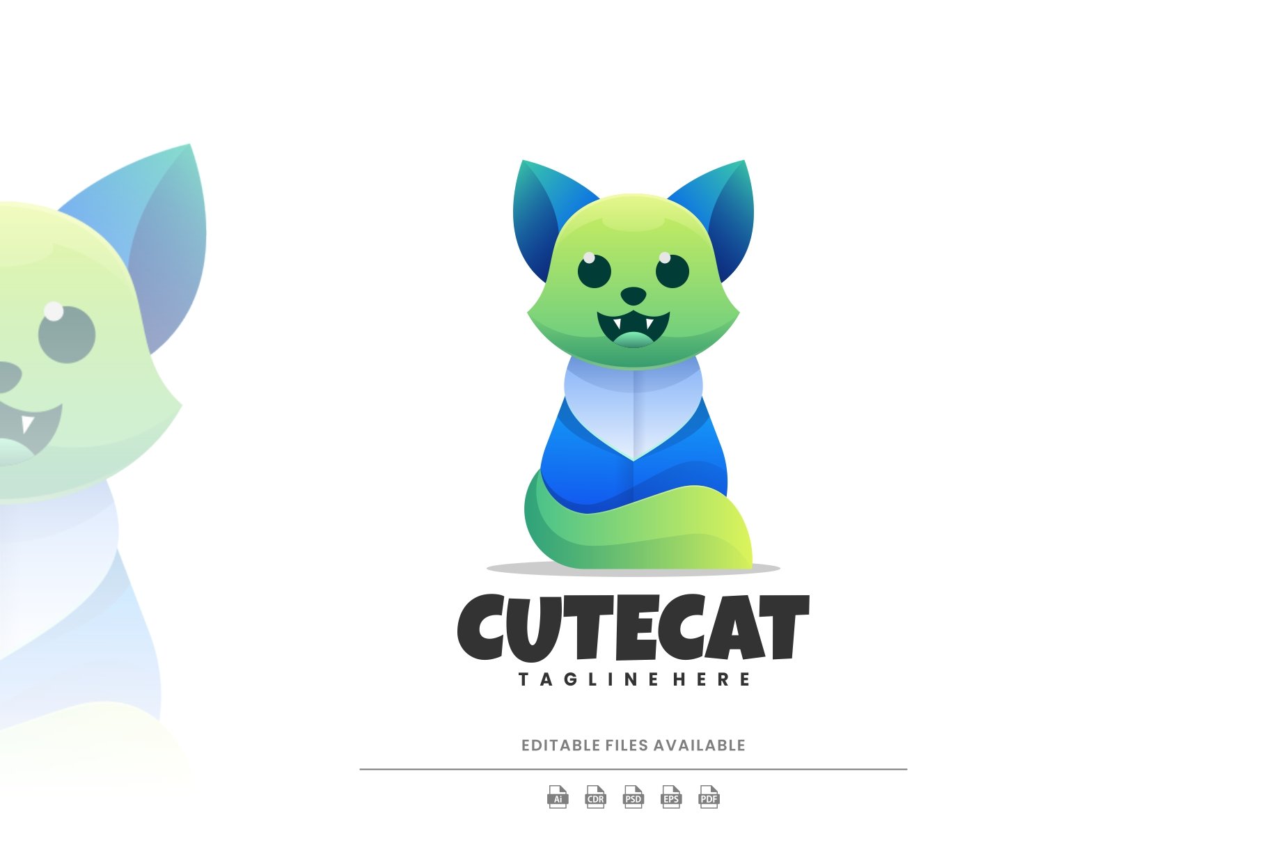 Cute Cat Gradient Logo cover image.