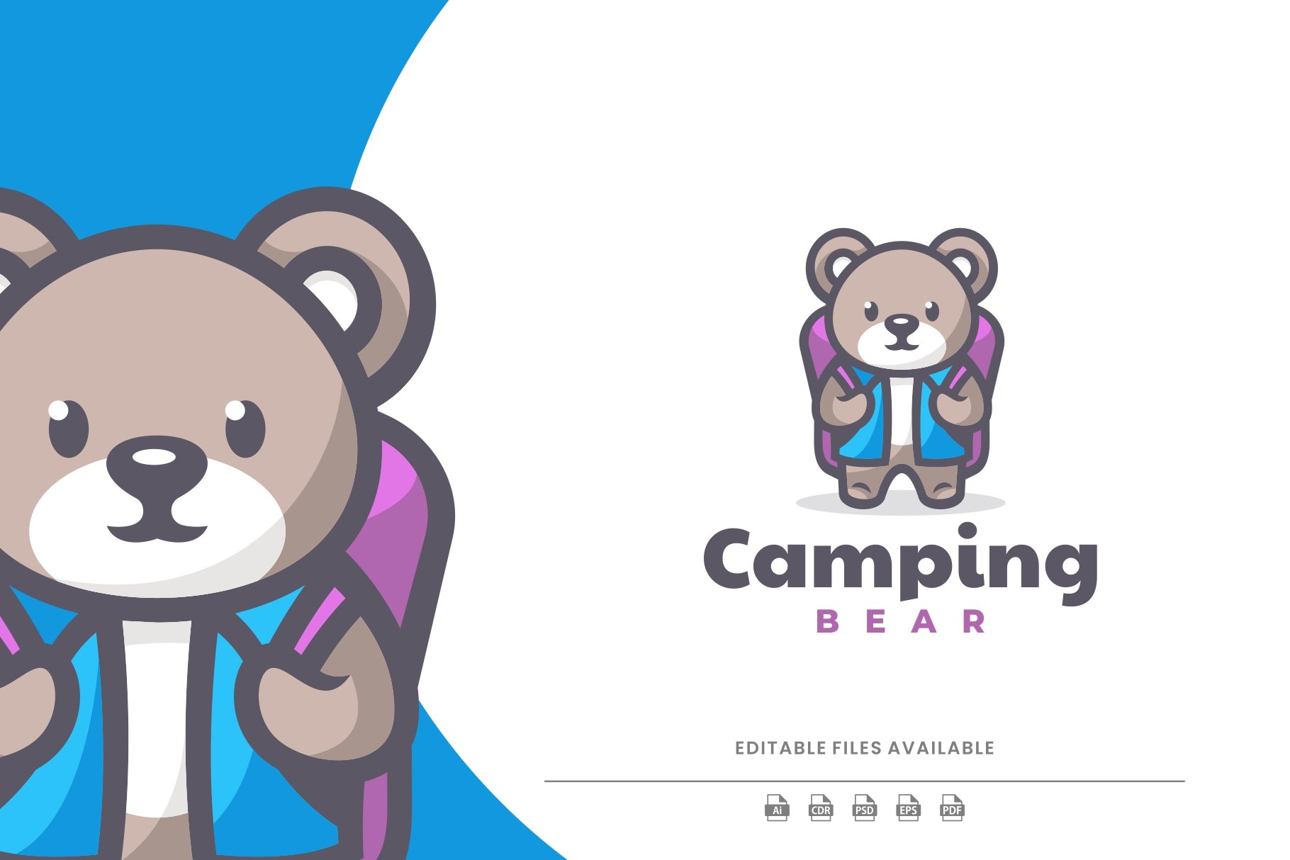 Camping Bear cartoon Mascot Logo cover image.