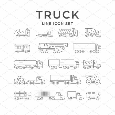 Set line icons of trucks cover image.