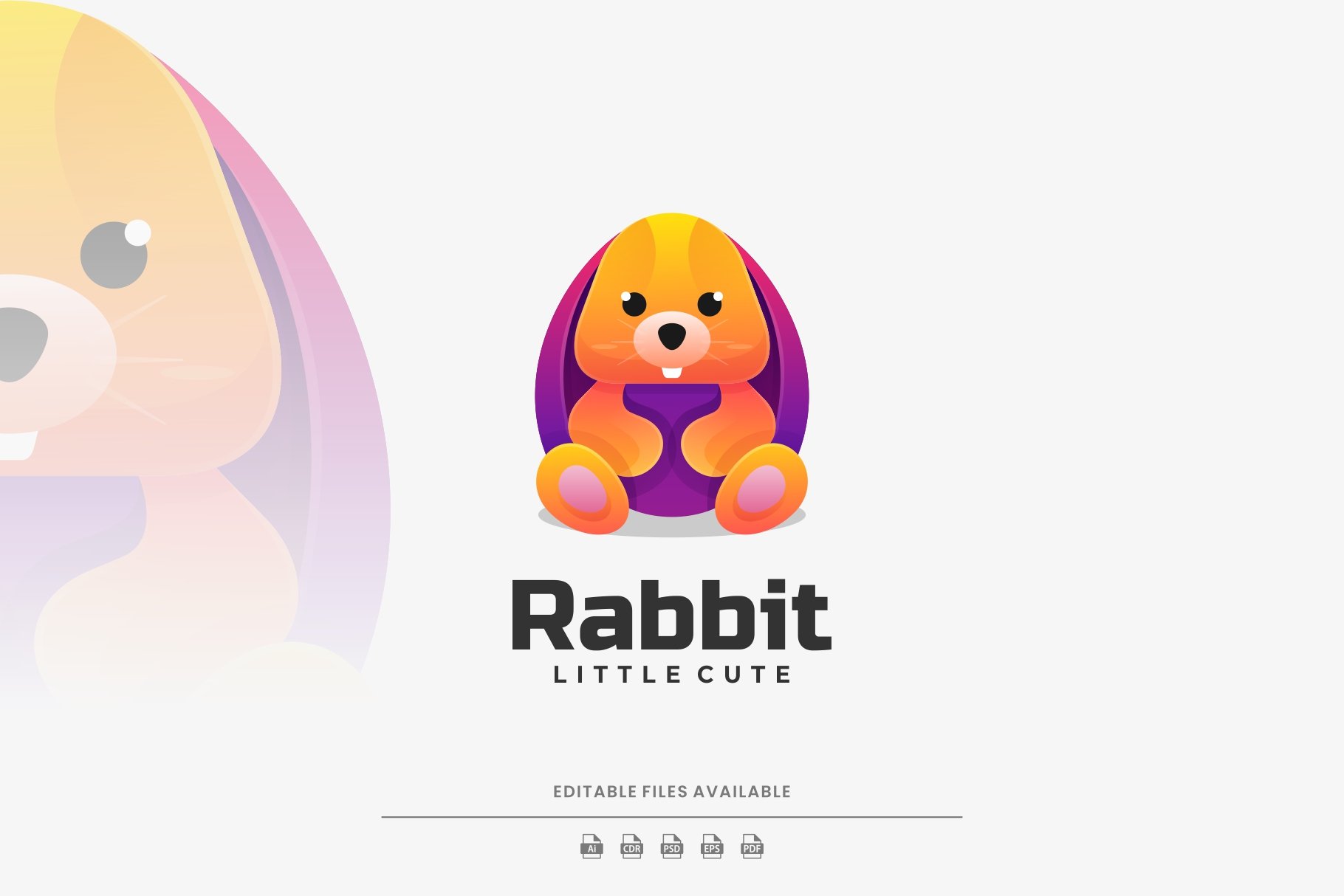 Rabbit Cute Gradient Logo cover image.