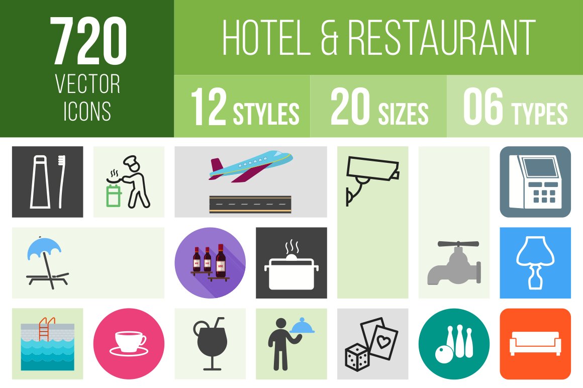 720 Hotel & Restaurant Icons cover image.