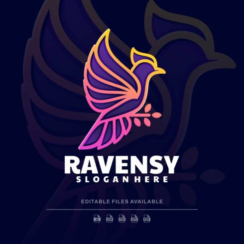 Raven Line Art Gradient Logo cover image.