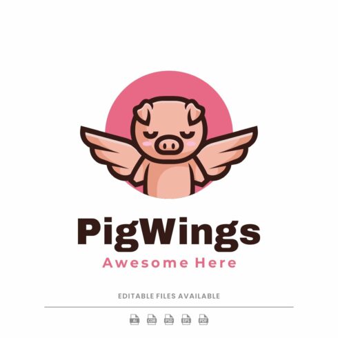 Pig Wings Simple Mascot Logo cover image.