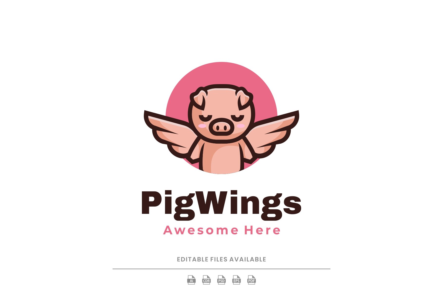 Pig Wings Simple Mascot Logo cover image.