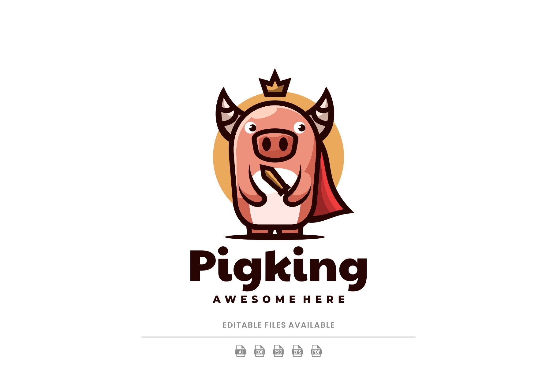 Pig King Simple Mascot Logo cover image.