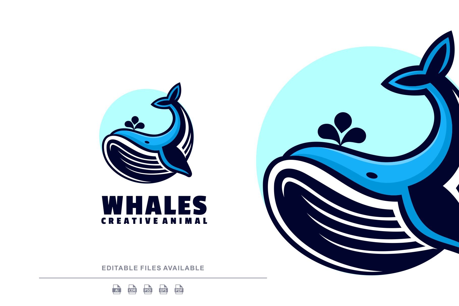 Whale Simple Mascot Logo cover image.