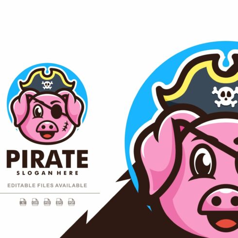 Pirate Pig Cartoon Logo cover image.