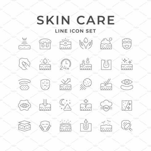 Set line icons of skin care cover image.