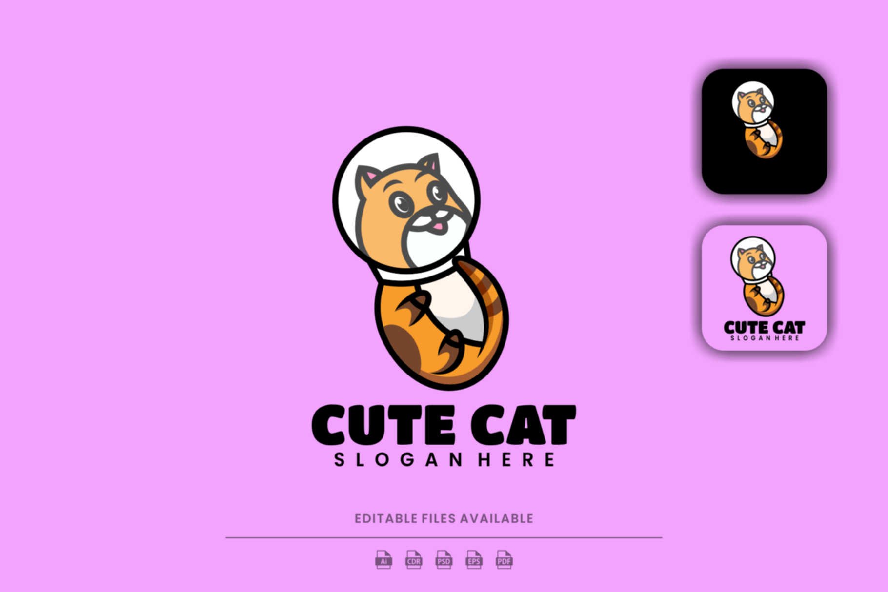 Cute Cat Simple Mascot Logo cover image.