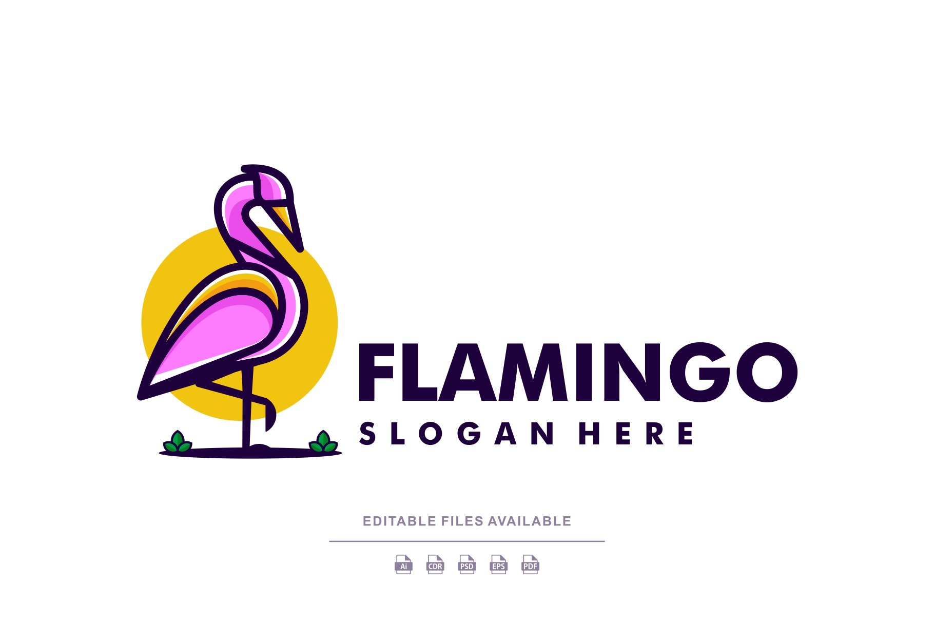 Flamingo Simple Mascot Logo cover image.