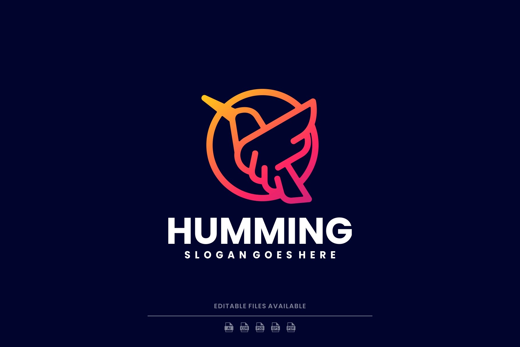 Humming Bird Gradient Line Art Logo cover image.