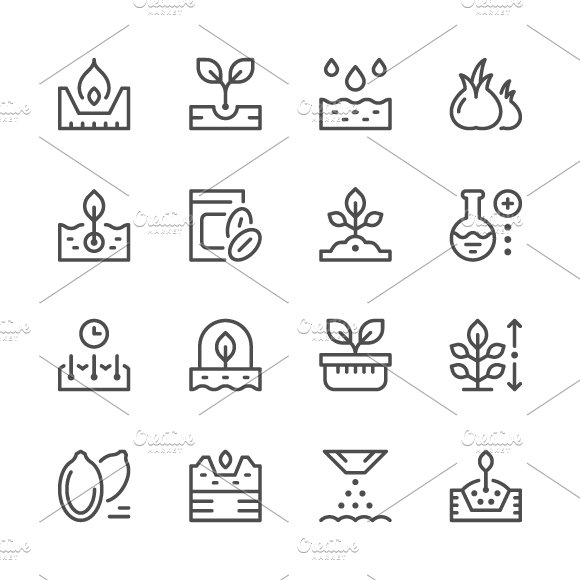 Set line icons of seed and seedling cover image.