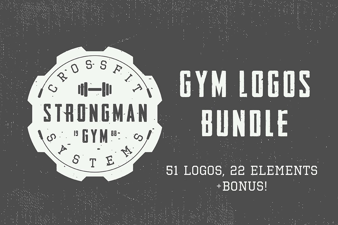 Set of vintage gym logos cover image.