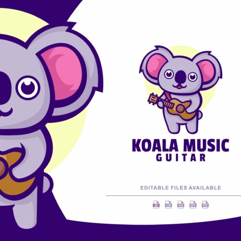 Koala Music Mascot Cartoon Logo cover image.