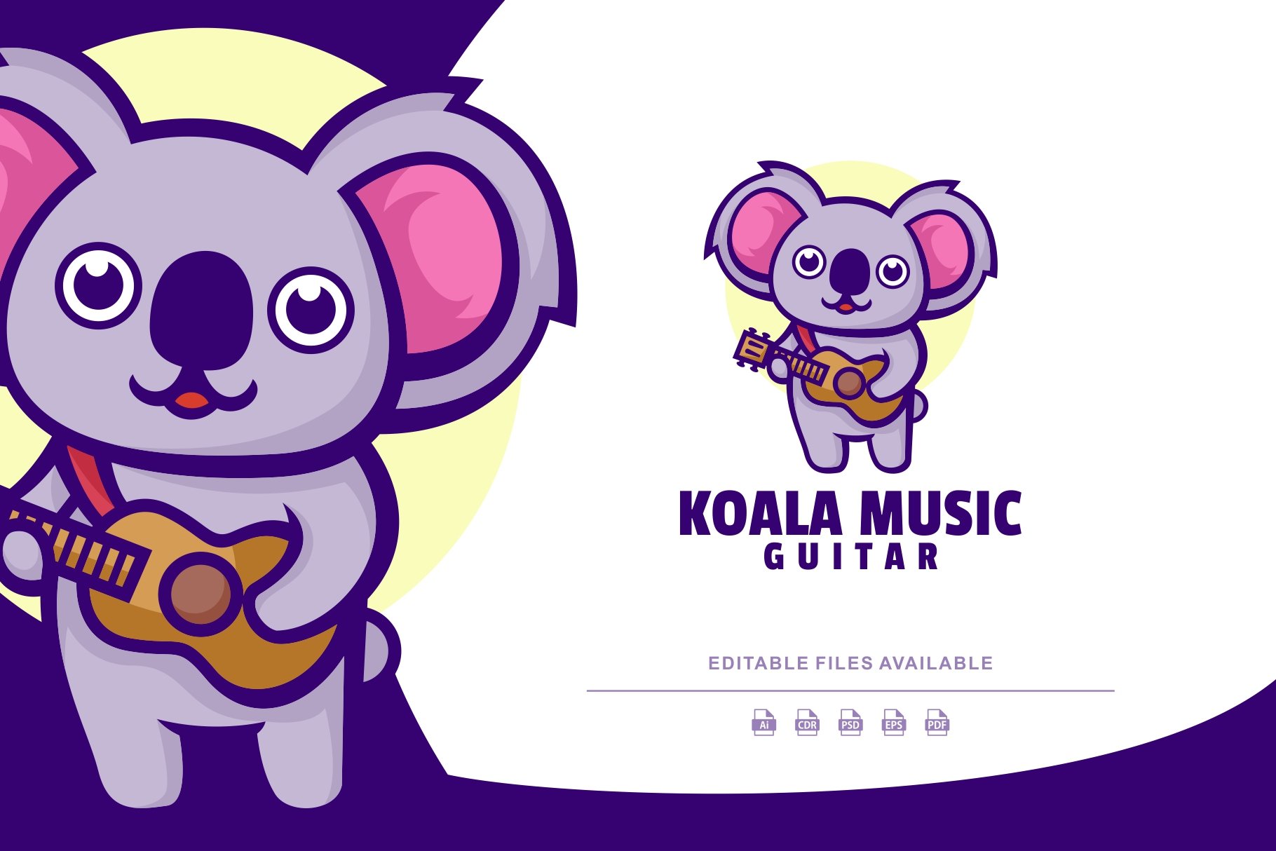 Koala Music Mascot Cartoon Logo cover image.
