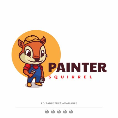 Painter Squirrel Cartoon Logo cover image.